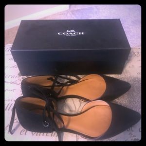 Coach black suede flats